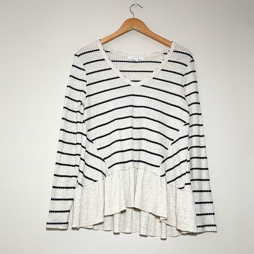 Final! Anthropologie Long Sleeve Ruffled Striped Top